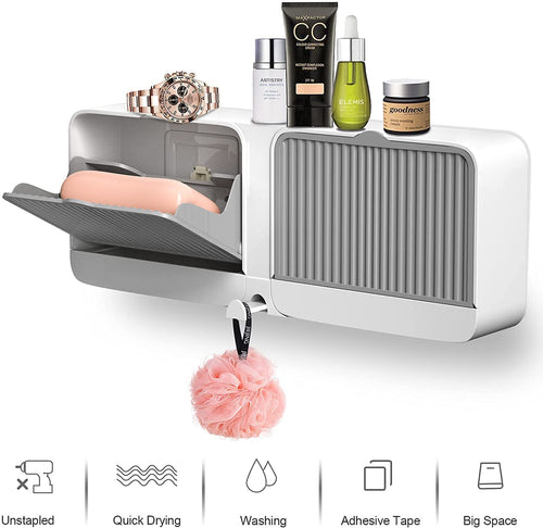 Wall Mounted Soap Holder with Double Lid Grid