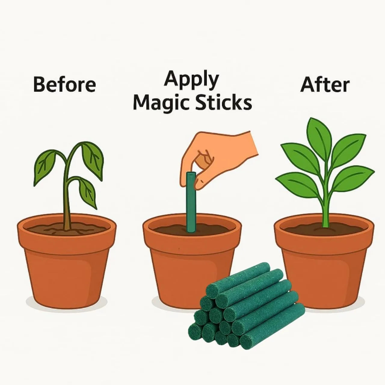 Magic Plant Food Sticks for Indoor & Outdoor Plants | Slow-Release Fertilizer for Healthy Growth, Green Leaves, Strong Roots & Better Flowering